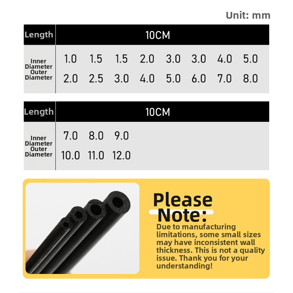 10cm Black Hollow Carbon Fiber - Fishing Rod Carbon Fiber ulasan dan harga