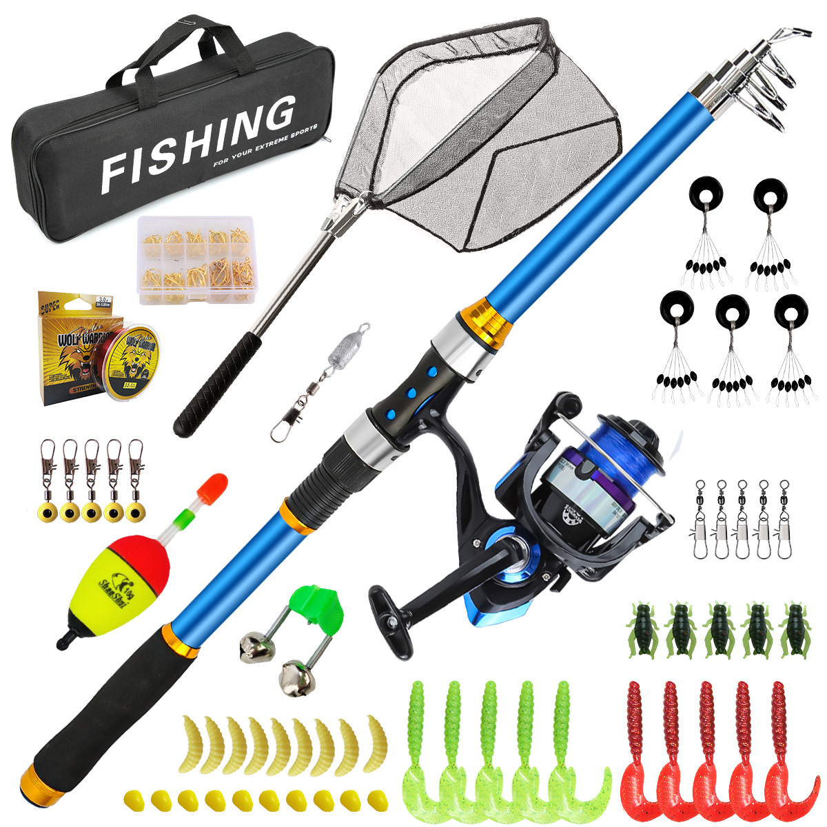 2.1-3.6M Telescopic Glass Fibe - Fishing Rod Spinning ulasan dan harga